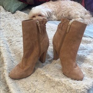 White House Black Market Tan Heeled Boots